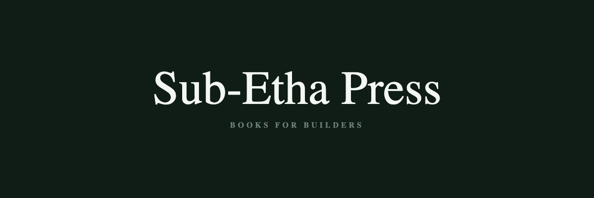 Sub-Etha Press wordmark on dark green